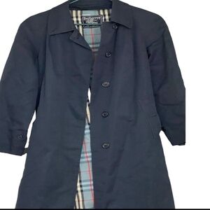 Burberry Camden Navy Blue Coat Large Blue Plaid Vintage Limited Ed Burberrys